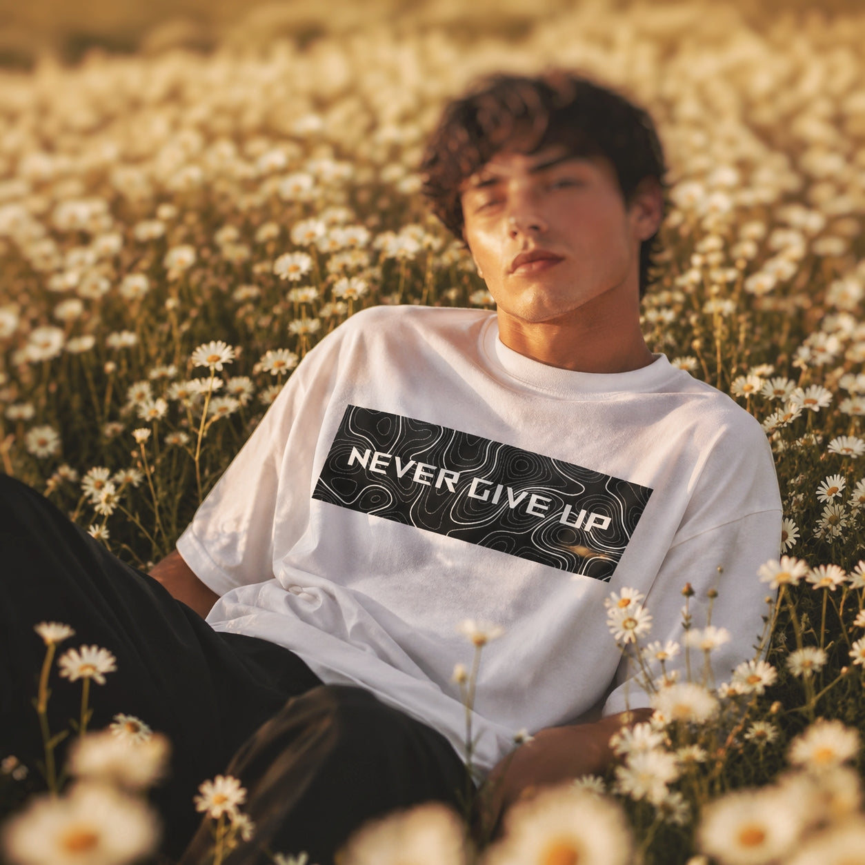 NEVER GIVE UP / Unisex Supima T-Shirt